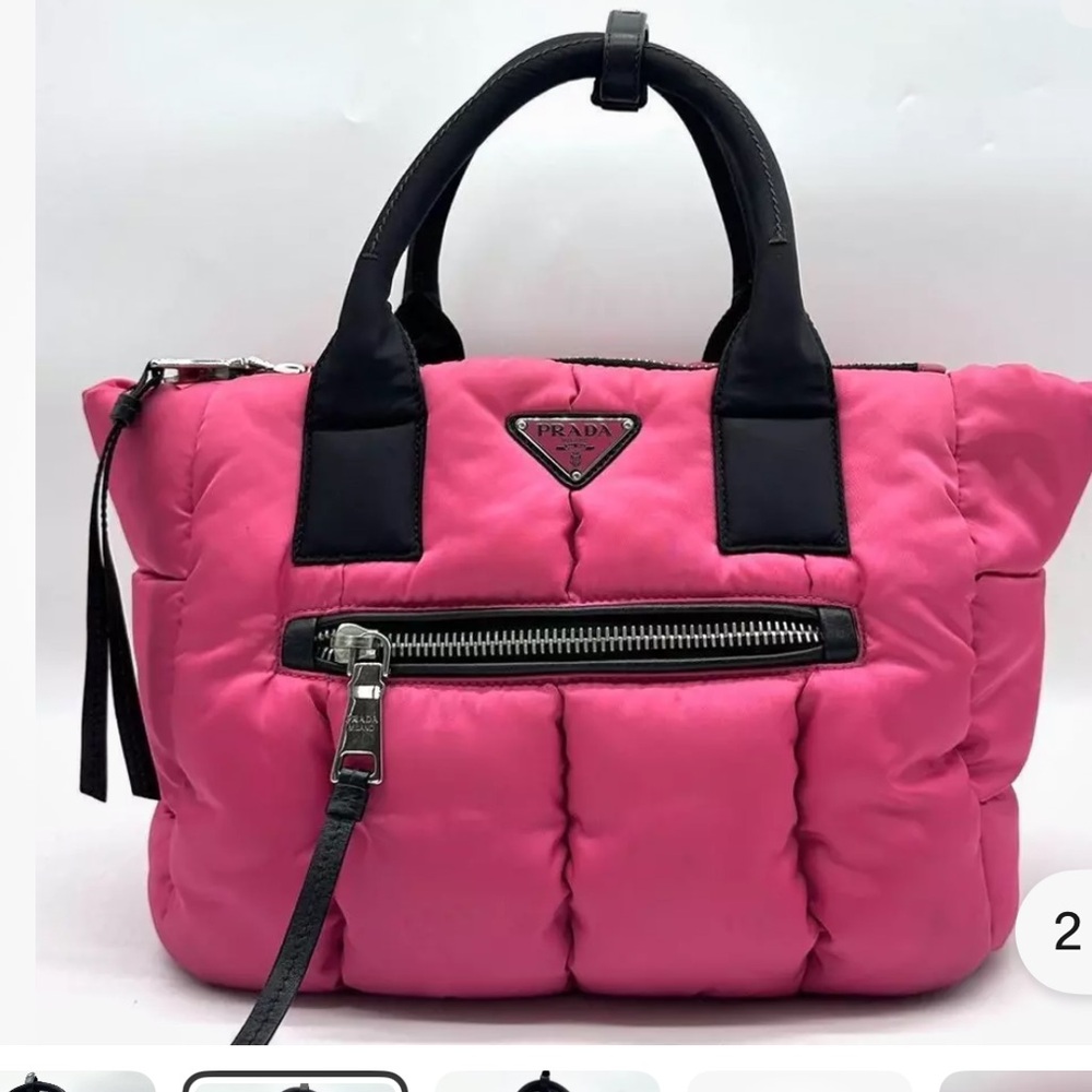 Prada Tessuto Pink and Black Quilted Shoulder Bag with cross body - from Japan